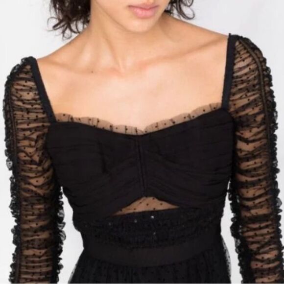 NWT Self Portrait BLACK DOT MESH SHIRRED
MIDI DRESS BLACK US Size 6 - Picture 3 of 16
